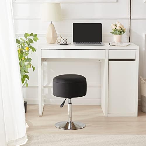 Adjustable Vanity Stool with Storage Swivel Vanity Chair Makeup Stool Black