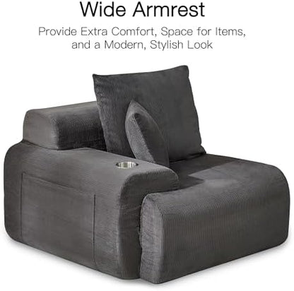 HOMREST 118" Cloud Couch, Modular Sectional Sofa with Movable Ottoman