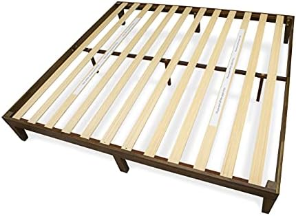 East West Furniture DNP-22-K King Size Platform Bed with 4 Solid Wood Legs and 2 Extra Center Legs - Walnut Finish