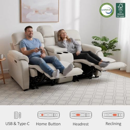 MCombo 73.8'' Zero Wall Hugger Power Recliner Sofa, ST258M2 (Beige)