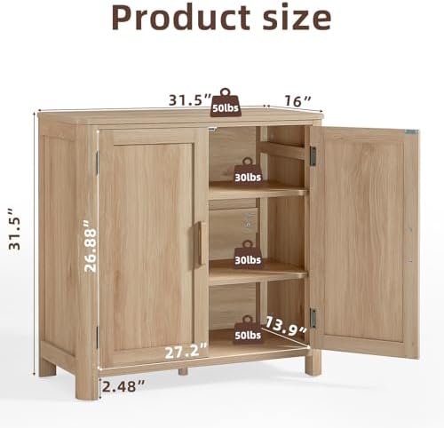 Joaxswe Sideboard Buffet Cabinet with Storage, 31.5" Arc-Shaped Credenza