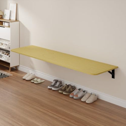 IAE 48 Inch Natural Fold Floating Wall Shelves 12 Inch Deep