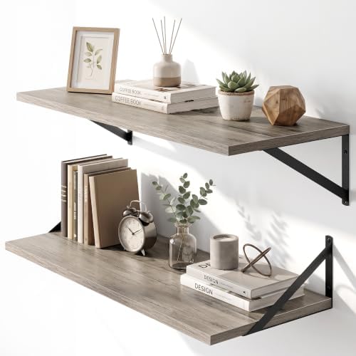 Dreamland Wall Mounted Floating Shelves Set of 2, 30x12, Grey