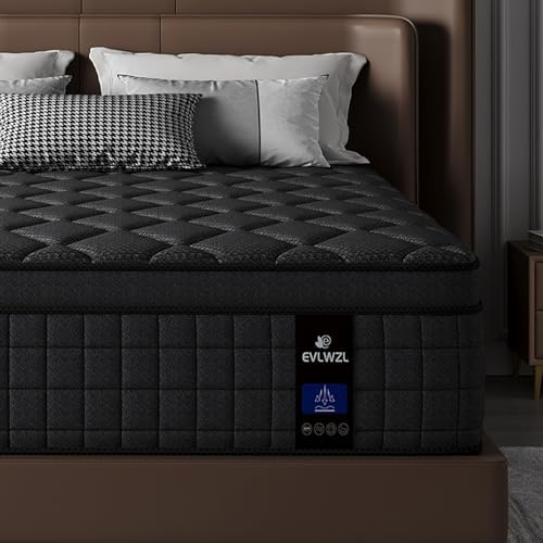 EVLWZL 14 Inch Queen Mattress, Medium Firm Hybrid Queen Mattresses, Memory Foam Mattress in a Box with Individually Wrapped Pocket Springs, Reinforced Edge Support, Pressure Relief, Motion Isolation