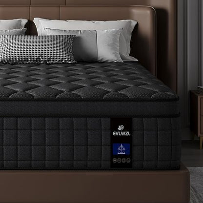 EVLWZL 14 Inch Queen Mattress, Medium Firm Hybrid Queen Mattresses, Memory Foam Mattress in a Box with Individually Wrapped Pocket Springs, Reinforced Edge Support, Pressure Relief, Motion Isolation