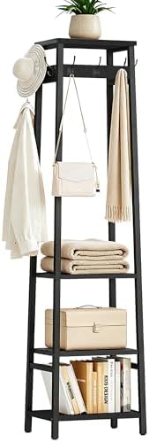 Coat Rack Freestanding with 3 Shelves and 7 Hooks