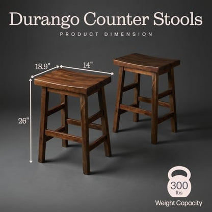 Alaterre Furniture Durango Counter Height Bar Stools Set of 2, Natural, 26”