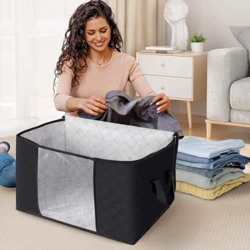 3 Pack Storage Bags for Clothes Blanket Storage Bins with Lids