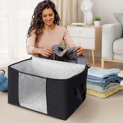 3 Pack Storage Bags for Clothes Blanket Storage Bins with Lids