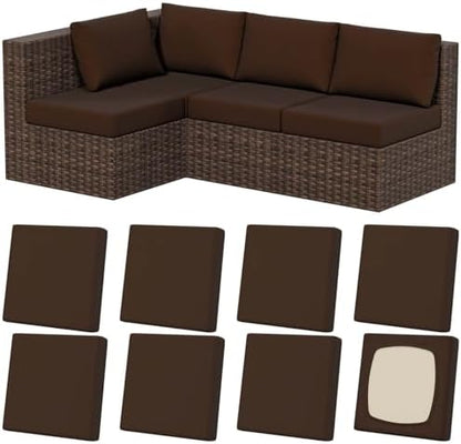 8Pcs Outdoor Cushion Covers, Stretch Patio Furniture Couch Chair Slipcovers