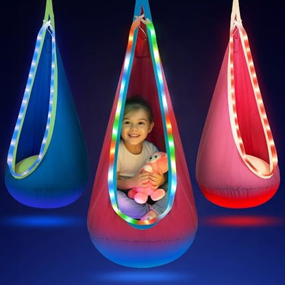 OUTREE Light Up Pod Swing Seat, Sensory Swing with LED Light