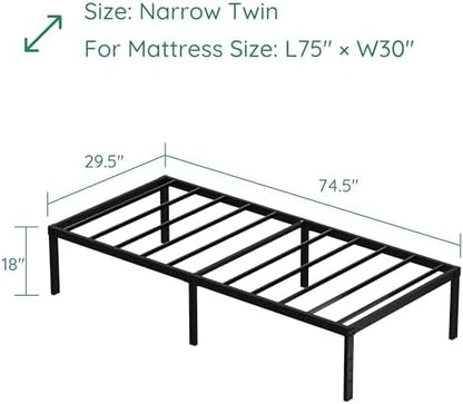 DiaOutro 18 Inch Narrow Twin Bed Frame 30" W x 75" L