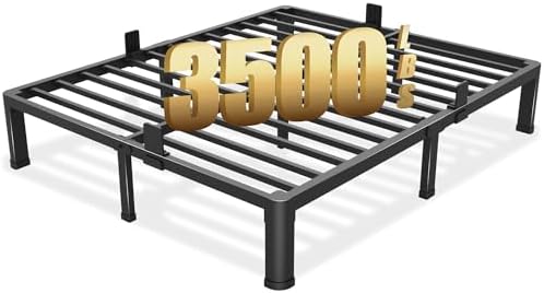 Yitong Angel 10 inch Queen Bed Frame with Round Corner Legs Mattress Slide Stopper,Low Profile Heavy Duty Metal Platform,Steel Slats Support,No Box Spring Needed,Easy Assembly,Noise Free