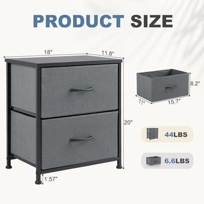 DUMOS Nightstand Set of 2, 2 Drawers Bedroom Bedside Table with Storage