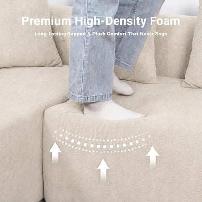 Claiks 142" Cloud Boneless Couch, Modular Sectional, Beige