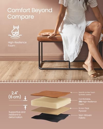 VASAGLE Storage Ottoman Bench for Entryway, PU Leather, Loads 660 lb