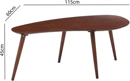 Low Oval Coffee Table;Mid Century Modern Style Centre Table;Solid Wood Living Room Furniture;Modern Sofa Coffee Side Table;Cocktail Table-Rubber Wood-Walnut