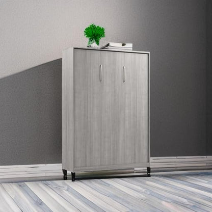 Bestar Claremont 59W Full Murphy Bed in Platinum Gray, Sleeping Arrangement for Multipurpose Area, Bedroom, Guest Room, or Living Room