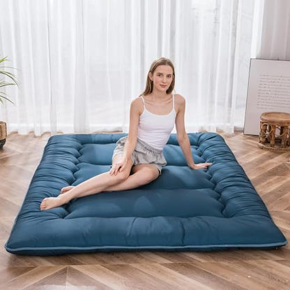 MAXYOYO Japanese Futon Mattress - Thicken Sleeping Pad & Guest Room Mattress, Thick Soft and Comfortable, Bluestone, Full