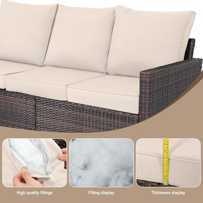 3-Seat Outdoor Sofa, PE Rattan, Beige