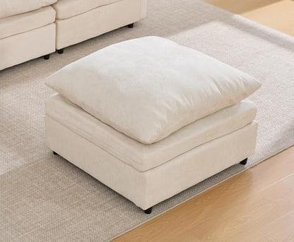 Cloud Couch Ottoman for Modular Sofa, Chenille Upholstered Footrest with Memory Foam, Beige