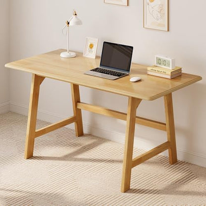 IOTXY Solid Wood Writing Table - 48" W Minimalist PC Computer Desk, Oak