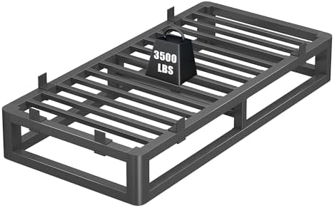 10 Inch Metal Twin XL Bed Frame with Rounded Corner, Steel Support