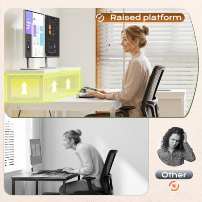 EnHomee 55" L Shaped Gaming Desk with Monitor Shelf & LED for Home Office