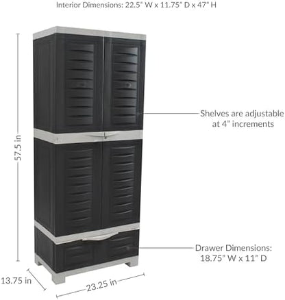 Sunnydaze 57" Garage Storage Cabinet with Locking Doors & Shelves, Charcoal