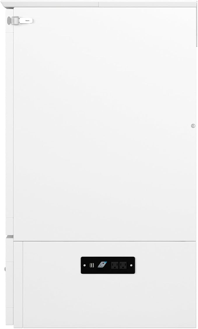 AFI, Southampton Murphy Bed Chest Twin XL with 6" Mattress, Storage Drawer & Built-in USB Charger, White