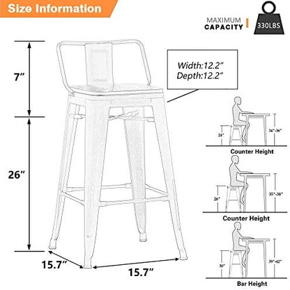 Yongchuang 26 inch Metal Bar Stools Set of 4, Counter Height, Cream White