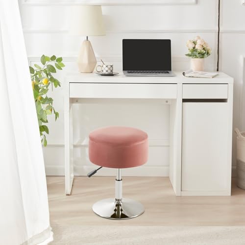 Adjustable Vanity Stool with Storage Swivel Vanity Chair Makeup Stool Pink