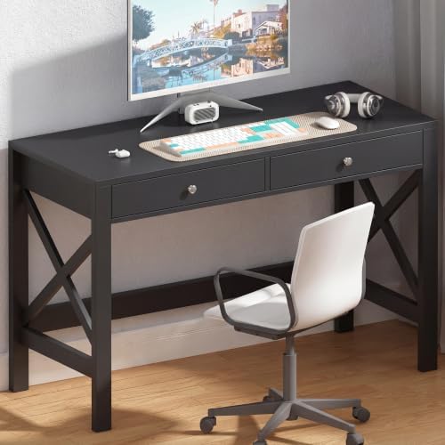 ChooChoo 39.4 Inches Farmhouse Computer Desk with 2 Drawers