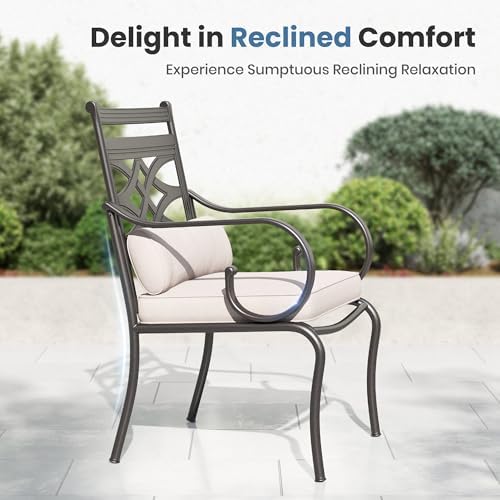 PHI VILLA 7 Piece Patio Dining Set, Rectangular Steel Table