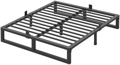 Yitong Angel 10 inch Queen Bed Frame Low Profile Metal Platform with Mattress Slide Stopper,Heavy Steel Slats Support Frames,No Box Spring Needed,Noise Free,Non-Slip,Easy Assembly