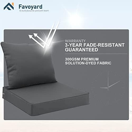 Favoyard Outdoor Patio Seat Cushions Set, 24x24 Inch, Waterproof, Dark Gray