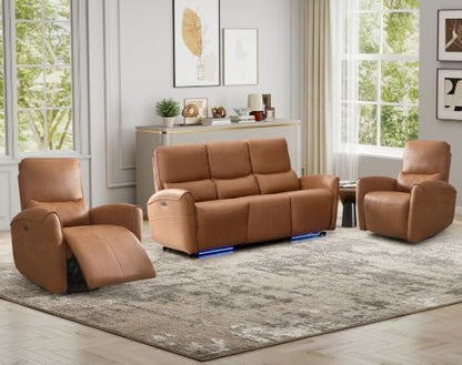 Bonzy Home Power Recliner Sofa Set, 2 Chairs+3 Seat, Brown
