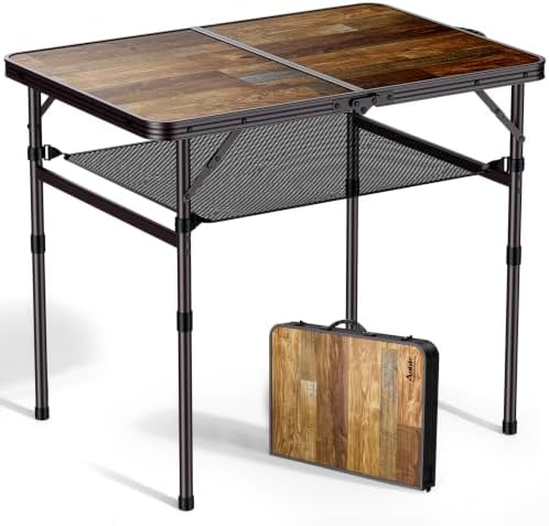Anbte Camping Table Foldable, 36" X 24" Picnic Table with Storage Net,Black
