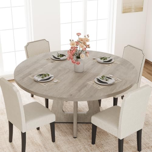 Garvee 47"-63" Extendable Round Dining Table for 4-8 (Table Only) Gray