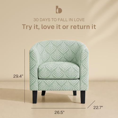 BELLEZE Set of 2 Upholstered Barrel Accent Chair - Frond Green