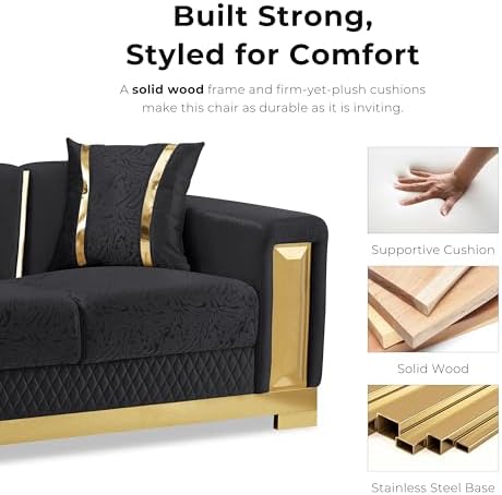 Furniture of America Samison II Glam 2-Piece Solid Wood Upholstered Sofa Set with Accent Pillows, Damask Pattern and Gold Base, Comfortable Couch and Loveseat for Living Room, Bedroom, Office, Beige