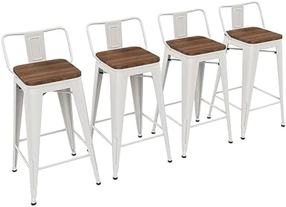 Yongchuang 26 inch Metal Bar Stools Set of 4, Counter Height, Cream White