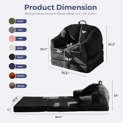 MAXYOYO Folding Sofa Bed with Backrest, Boneless Fold Out Couch with Handle