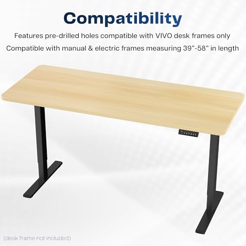 VIVO 60" x 24" Light Wood Solid 1-Piece Table Top