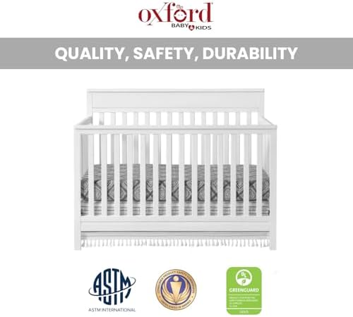 Oxford Baby Castle Hill 4-in-1 Convertible Baby Crib, Barn White, GreenGuard Gold Certified