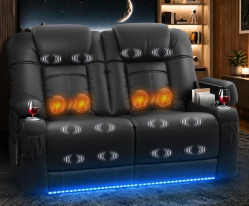 Power Recliner Loveseat with Massage & Heat, Gray