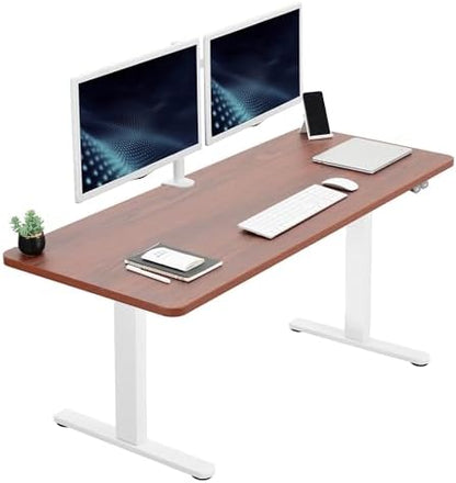 VIVO Electric Standing Desk, Smooth 3-Piece 60" x 24" Dark Walnut Top
