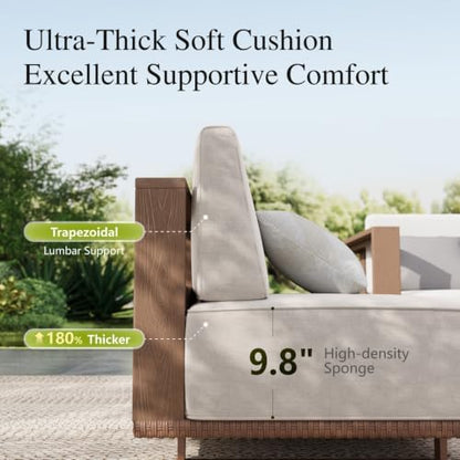 Sophia & William 5-Piece HDPE Patio Furniture Set with 9.8" Thick Cushion