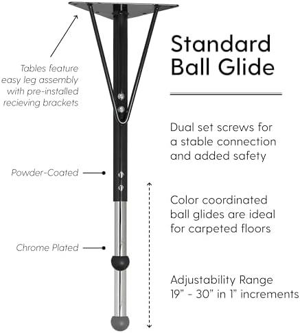 FDP 30" x 60" Rectangle Table with Ball Glide Legs - Gray/Black
