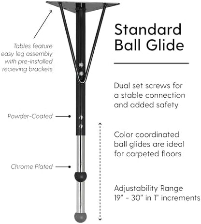 FDP 30" x 60" Rectangle Table with Ball Glide Legs - Gray/Black